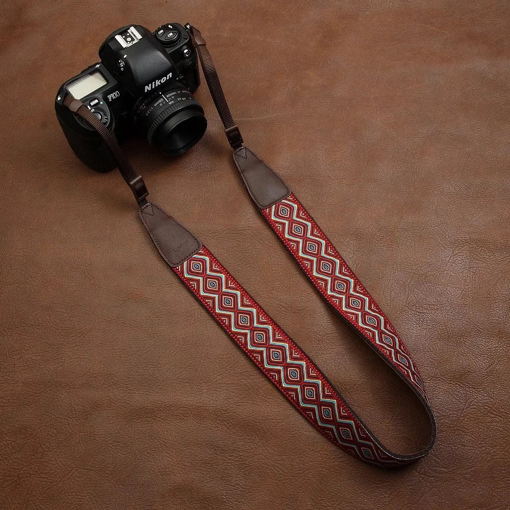 Cam-in CAM7416 embroidery webbing Cow Leather Universal Camera Strap Neck 