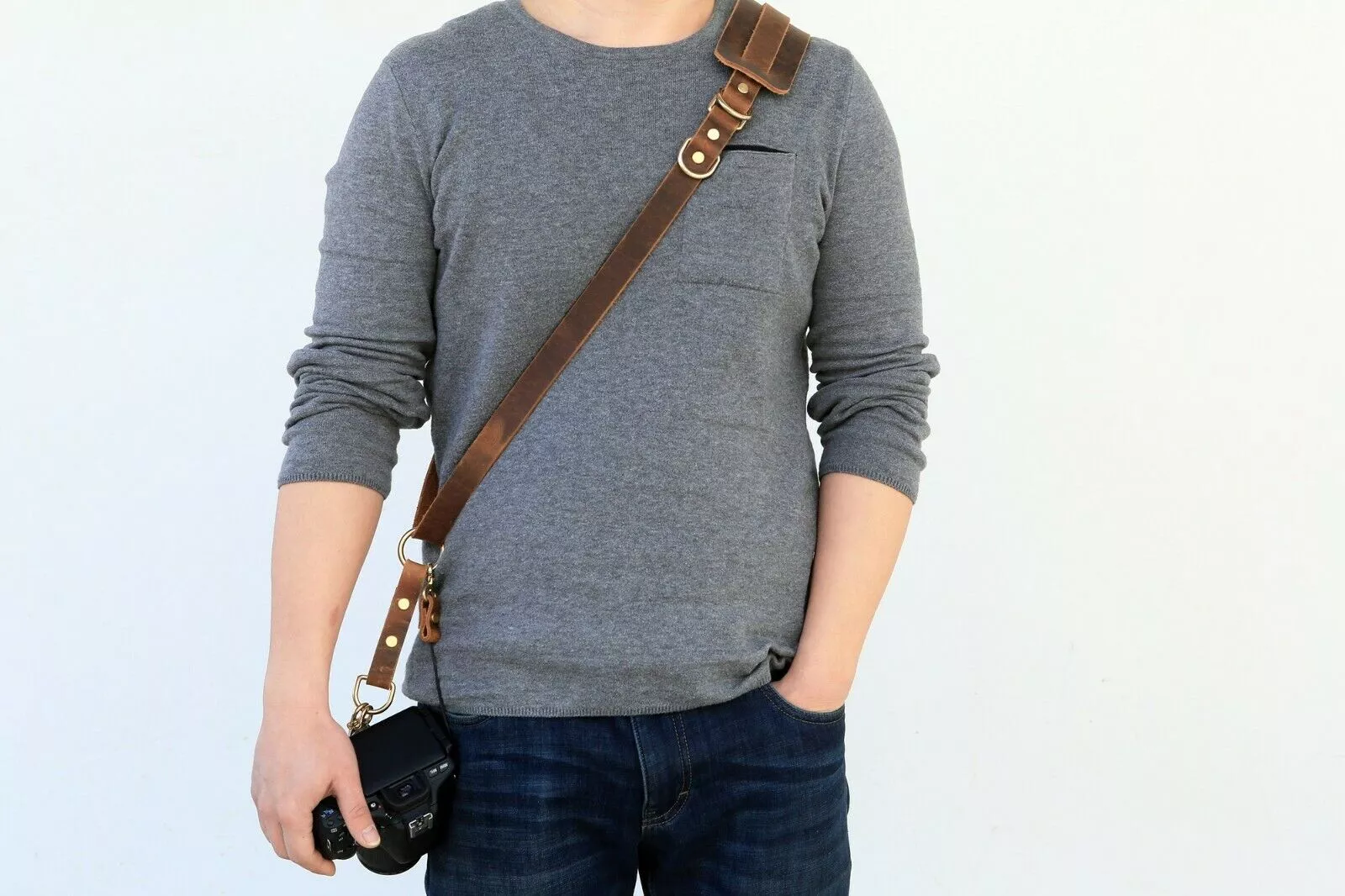 Full Grain Leather Nikon canon DSLR Camera Sling