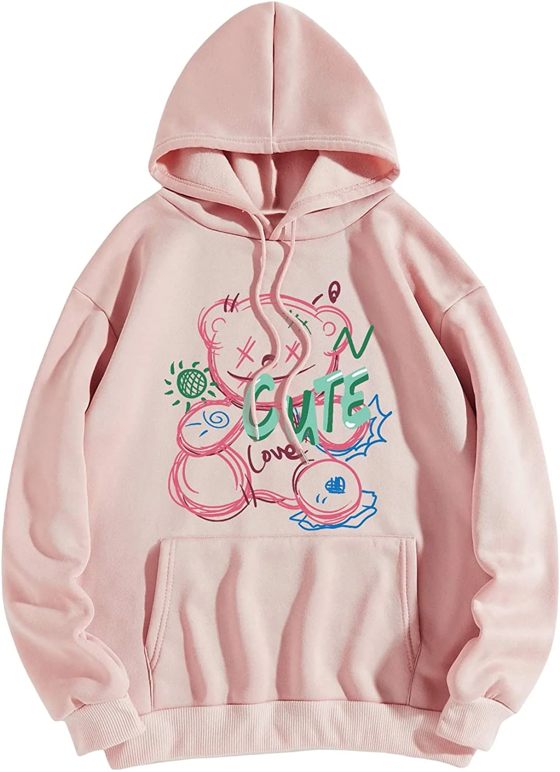 GORGLITTER Women's Graphic Letter Print Preppy Hoodies