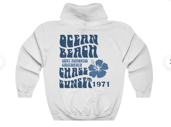 Ocean Beach Surf Hoodie, Graphic Hoodies