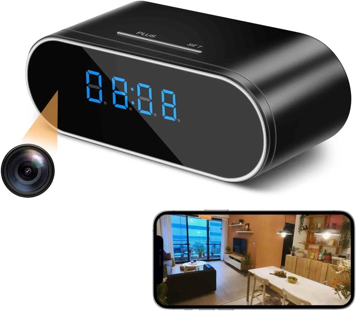 WOONZER 1080P WiFi Alarm Clock Spy Camera