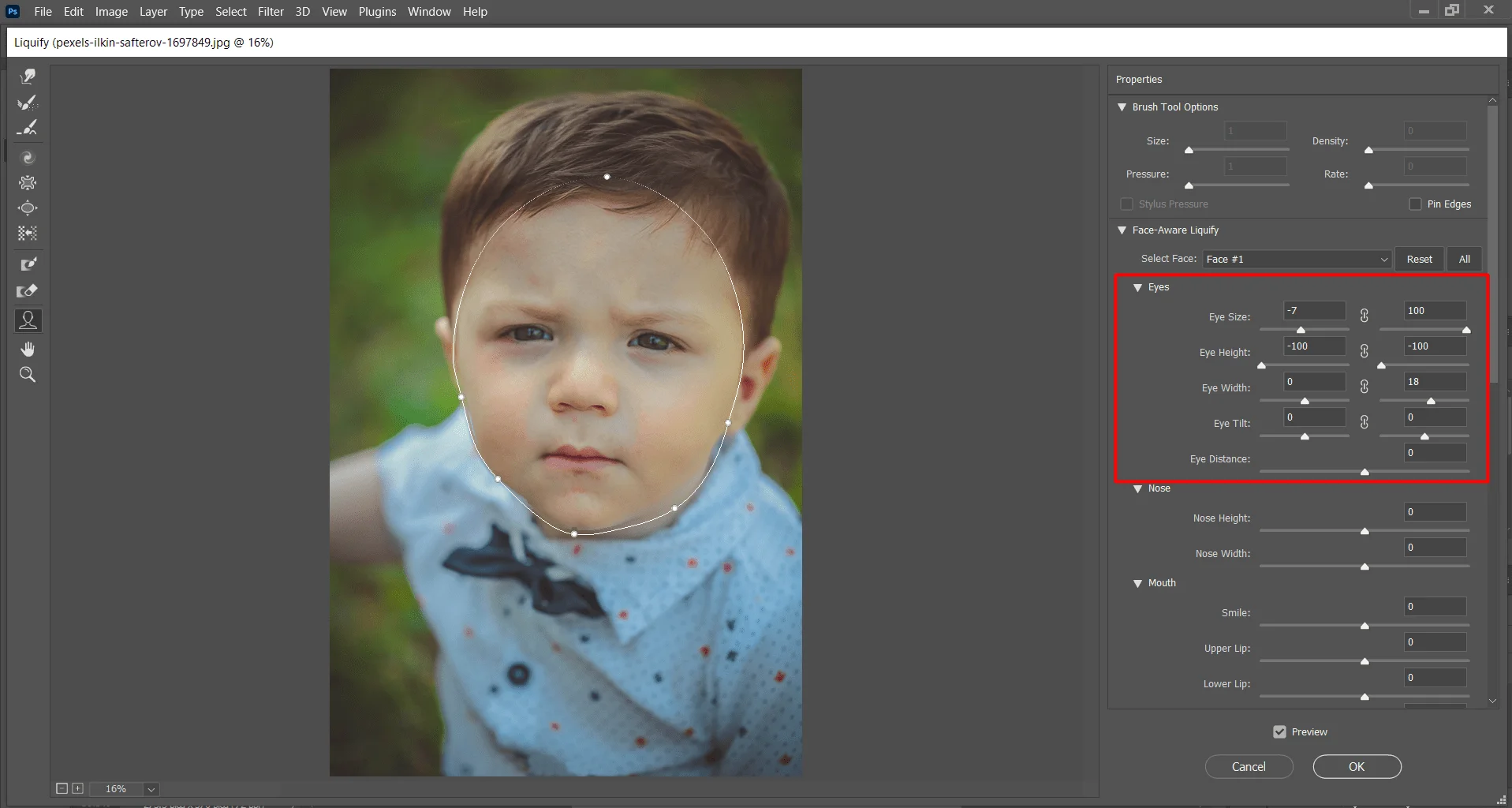 Eye Setting Using Liquify Photoshop, Graphicscycle