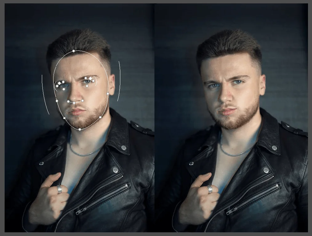 Adjust Facial Features using on-screen handles, Facial Features, Liquify Photoshop