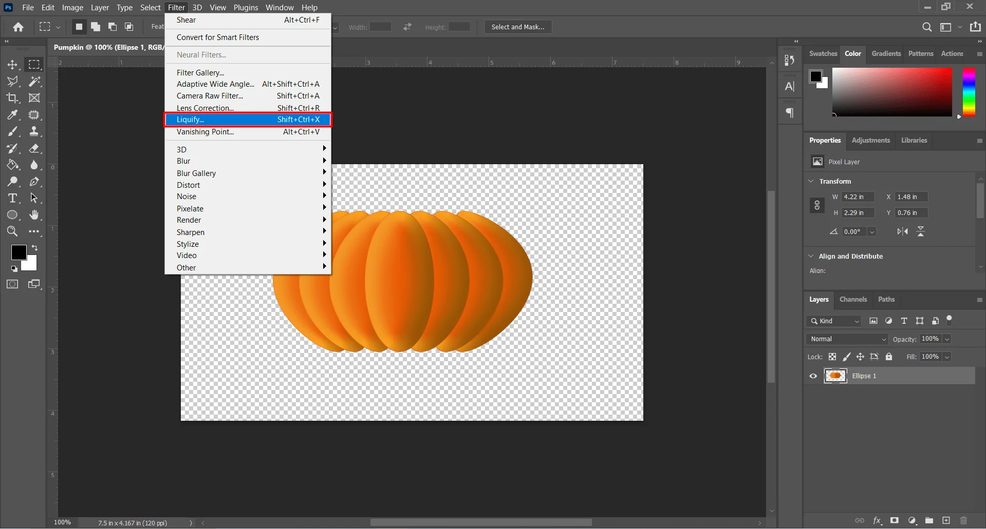 Open Liquify filter, Pumpkin Drawing