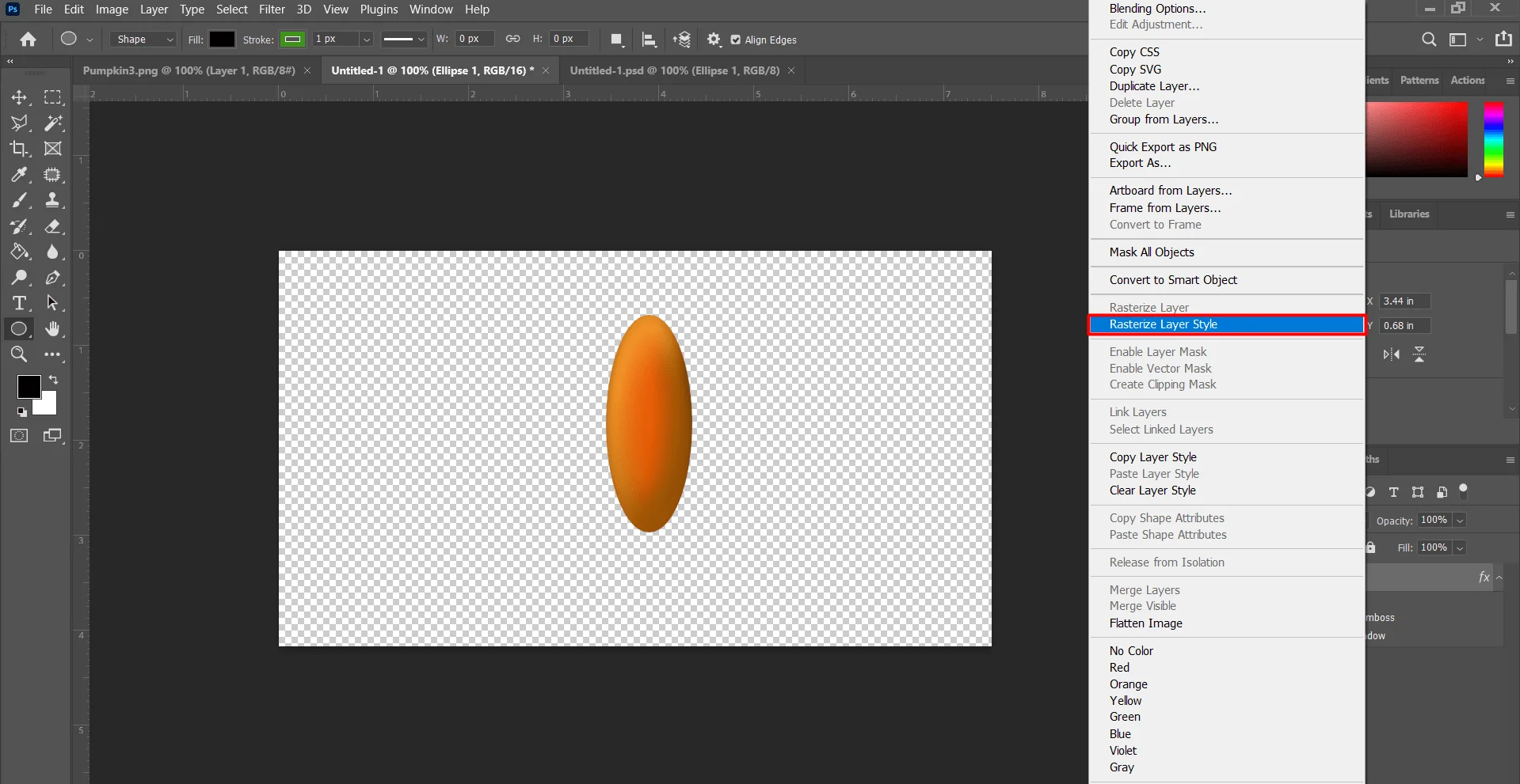 Rasterize Layer, Pumpkin Drawing Easy