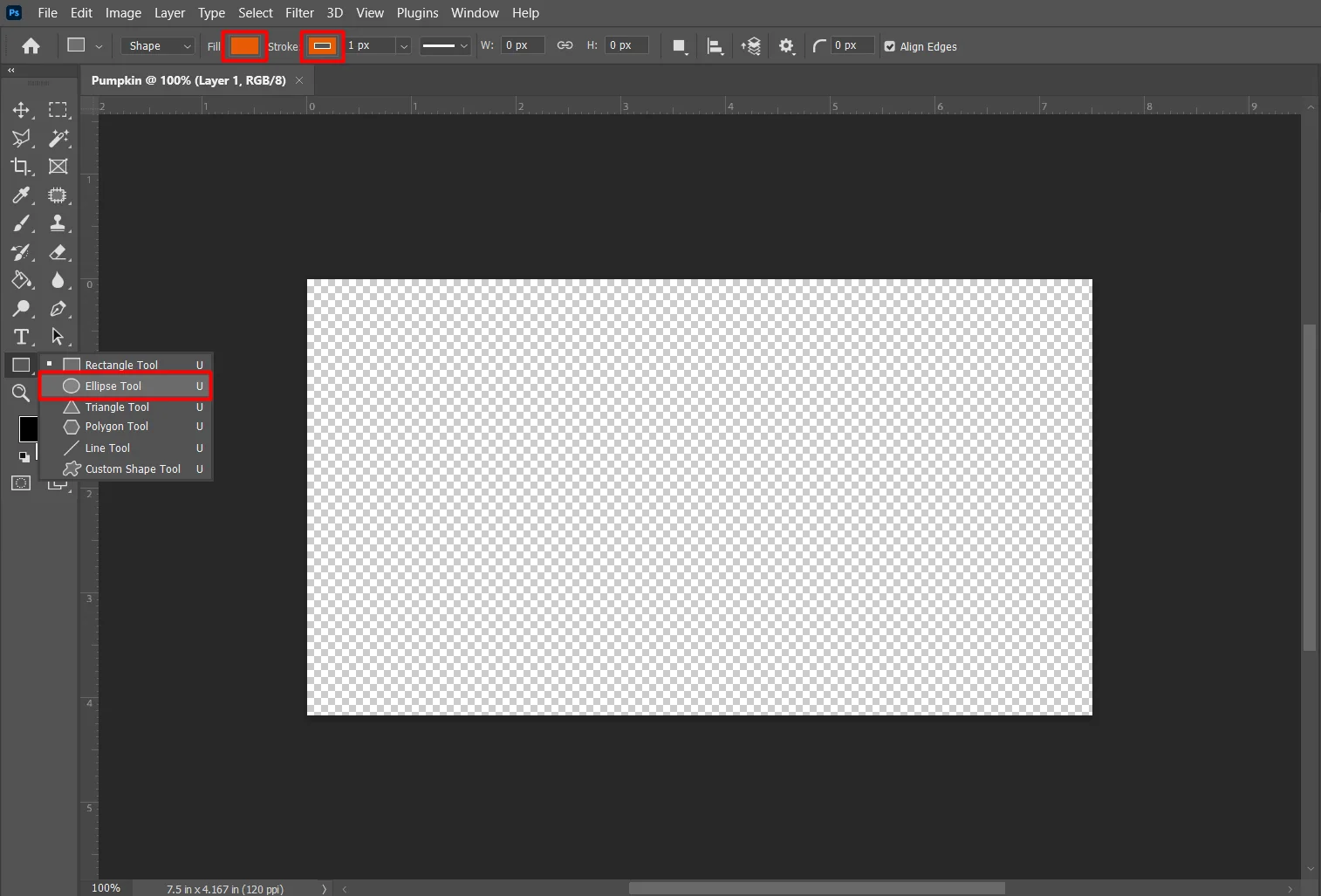 Eclipse Tool, How to Draw Pumpkin in Photoshop