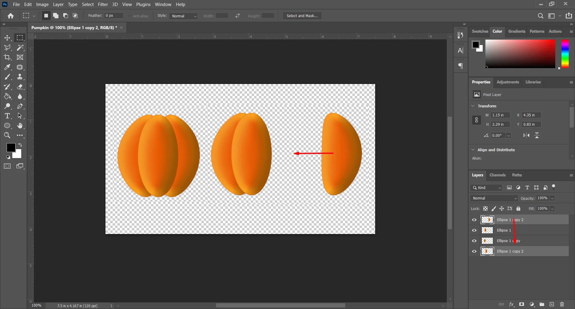 User Shear Tool, How to Draw Pumpkin in Photoshop, Graphicscycle