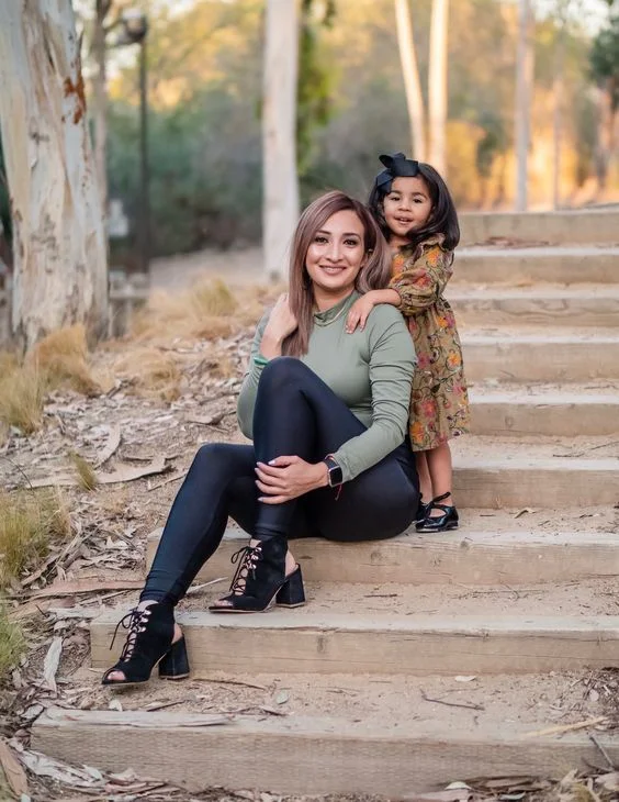 Posing in the staircase Autumn Photoshoot