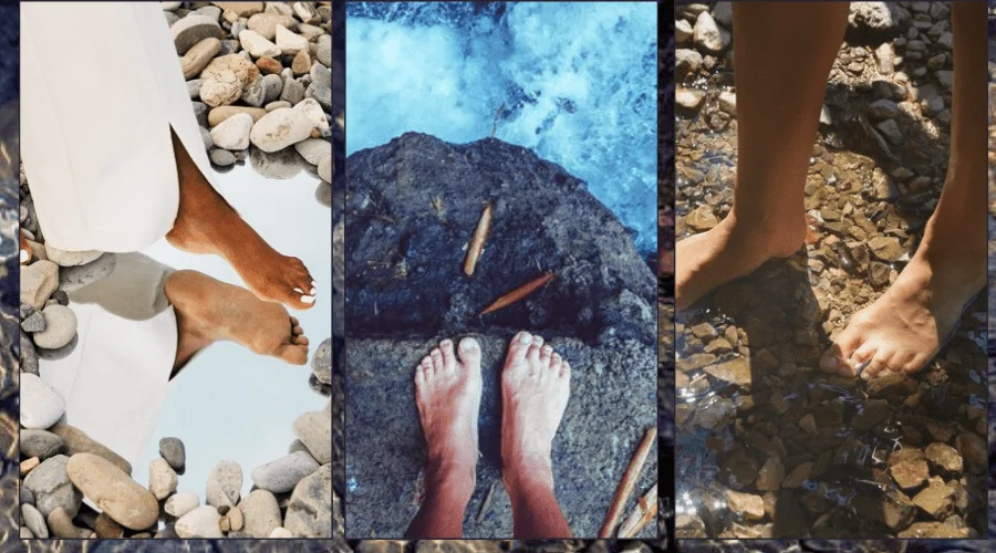 Beautiful Female Feet Pictures on Beach Stone