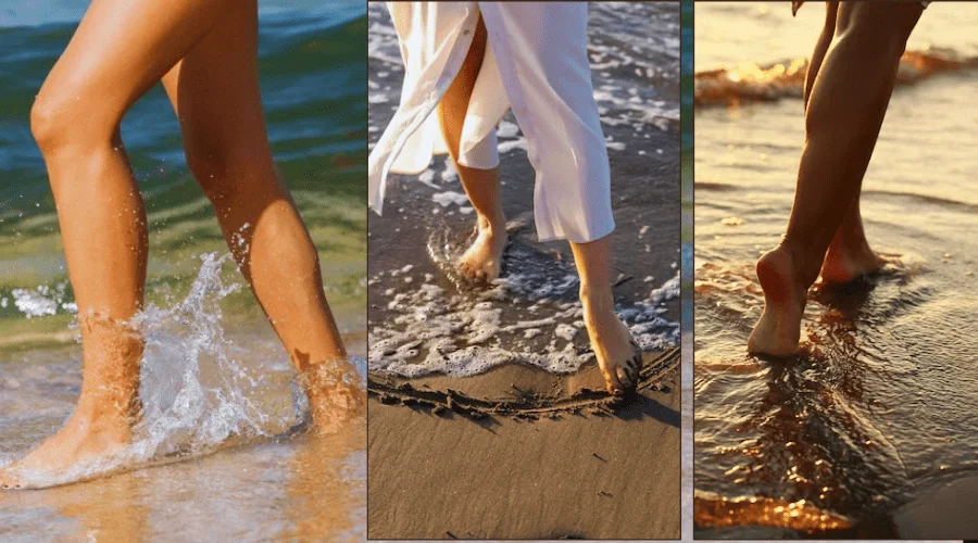 Feet on Sand Water Beach, Feet Picture Ideas