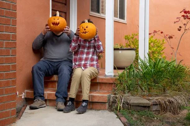 Father and Son Pumpkin Head
