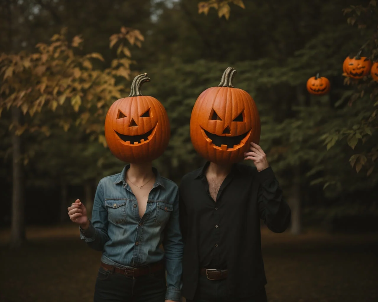 Couple in Pumpkin, Halloween Photoshoot , Best Halloween Photoshoot Ideas