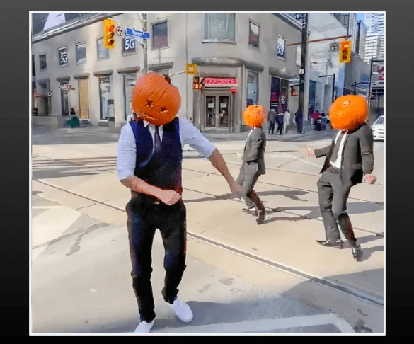Pumpkin Head Dancing in the Street