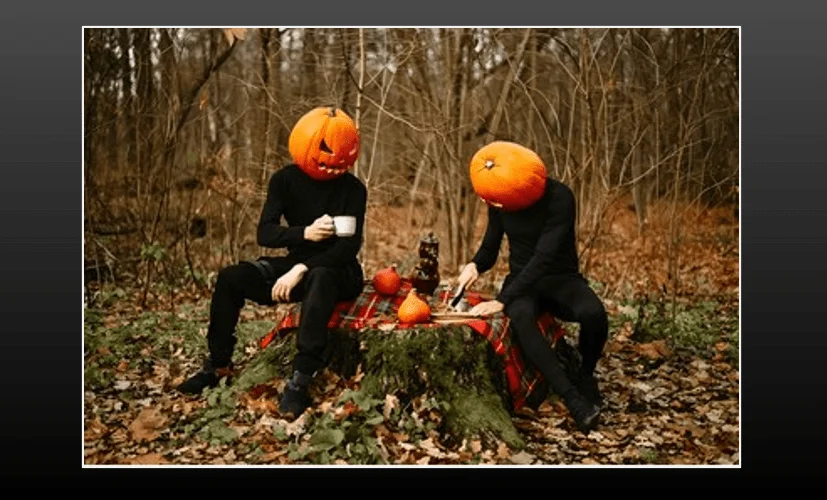 Pumpkin Head Tea Party in a Garden