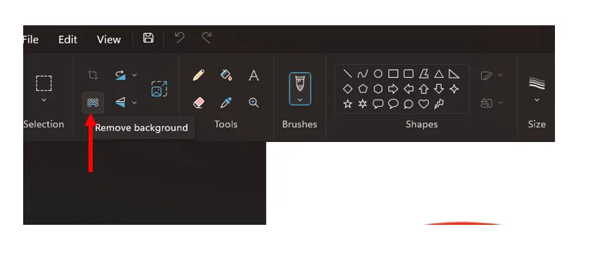Remove Background Tool on the Toolbar Panel in Paint