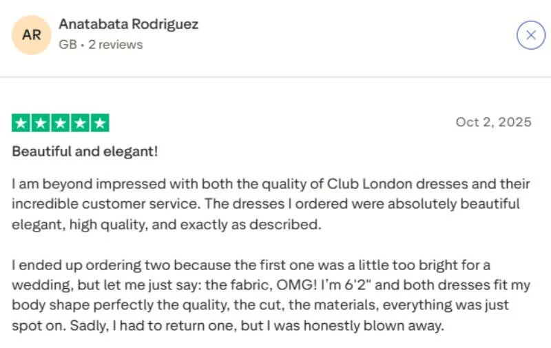Club L London Trustpilot Customer Review