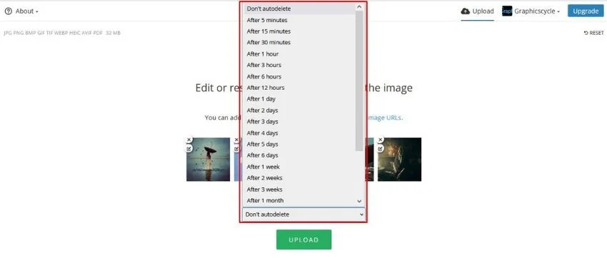 Upload your photo and select the duration