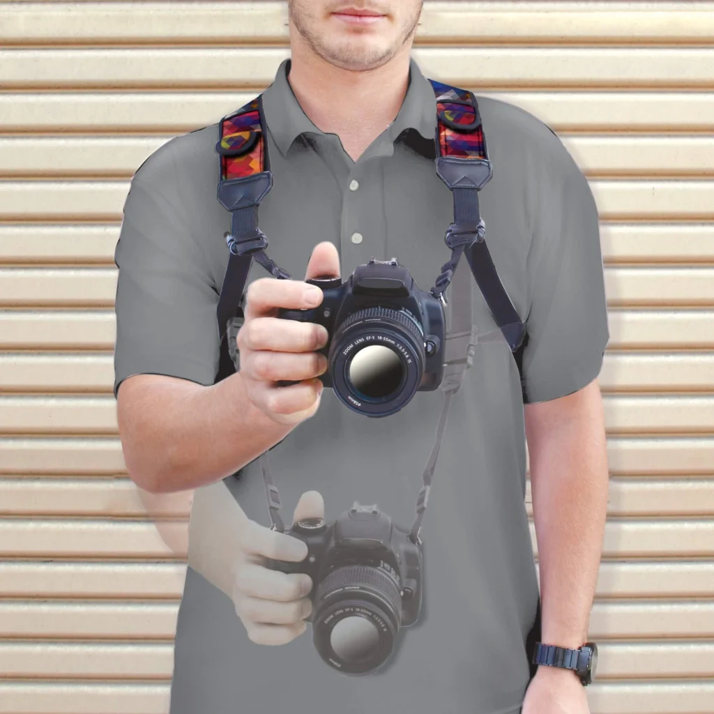Camera Strap Chest Harness with Geometric Neoprene